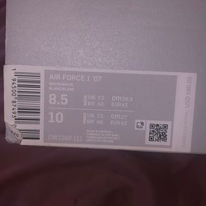 Nike Air Force 1 White Size 8.5 US Men’s